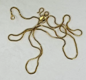 18k Gold Plated Necklace Box chain 16 in Stunning Hook latch - Picture 1 of 6