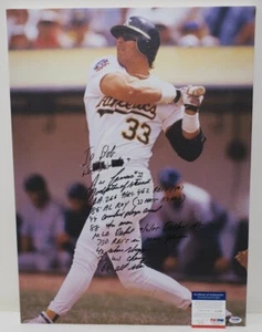 Jose Canseco Signed Authentic Autographed 18x24 Canvas w/10 Stats PSA #I12543 - Picture 1 of 3