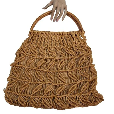 Macramé Yute De Colección Años 60 70 Cartera Bolso de Mano Bolso Boho 17 x 14" Whimsey Fairycore Foto 1 de 4