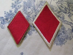 (2) Vtg. WWII US Army 5th Infantry Division Variation White Border + Patches - Picture 1 of 4