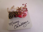 Vintage Hand Crafted Merry Christmas Magnet Coral Shell