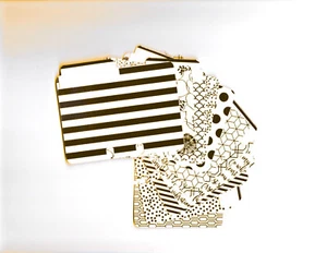 (12) TARJETAS MEMORYDEX/ROLODEX DORADAS SOBRE BLANCAS (6 pestañas) lámina dorada HECHAS A MANO - Imagen 1 de 3
