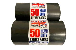 100 BOLSAS DE BASURA GRUESAS NEGRAS DE ALTA RESISTENCIA BOLSAS DE BASURA GRUESAS FUERTES REVESTIMIENTOS DE CONTENEDORES NUEVAS - Imagen 1 de 4