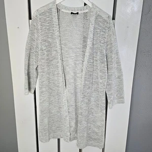 J.Jill offene Strickjacke weiß blau groß Küste Strand Reise atmungsaktiv - Bild 1 von 8