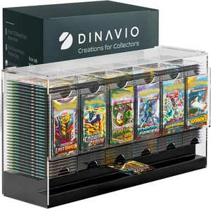 6-Slot Booster Pack Dispenser Acrylic with Black Base - Stackable - Picture 1 of 7