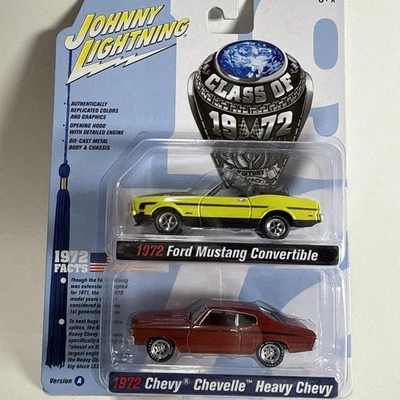 Johnny Lightning 1:64 1972 Ford Mustang 1972 Chevy Chevelle 2 Car Set I25 - Image 1 of 2