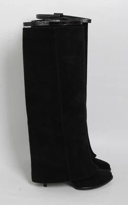 Givenchy Women Black Over-the-Knee Boots Suede Leather Solid Heel Booties EUR 37 - Image 1 of 4
