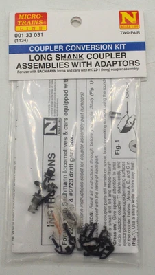 N Micro Trains 001 33 031 (1134) Lng Shank cplr assemblies w/adaptors Conversion - Image 1 of 2