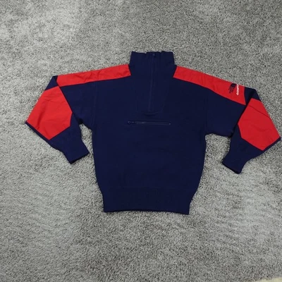 The North Face Pullover Mens Small Fleece 1/4 Zip Neck Red Blue Wool Extreme - Image 1 of 4