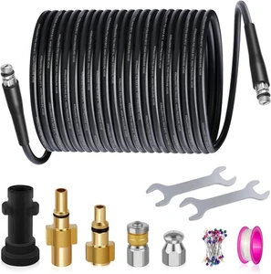 Kit Pulizia Tubo Scarico Idropulitrice 15M Blocco Fognature con Ugello Jet - Foto 1 di 7