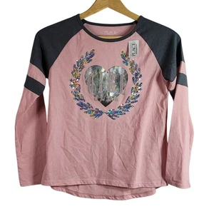 Children's Place Top Pink Silver SZ 10 Large Long Sleeve Glitter Girl Club NWT - Picture 1 of 8