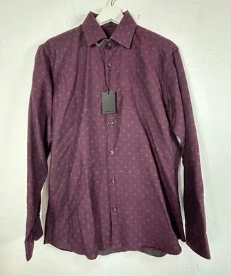 Jared Lang Men's Button Down Shirt Long Sleeve Geo Print Purple Size Medium NWT - Image 1 of 4
