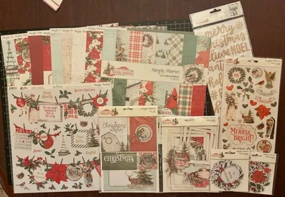 LOTE Simple Stories Simple Vintage Country Christmas, brocas de tarjetas, papel, pegatinas Foto 1 de 4