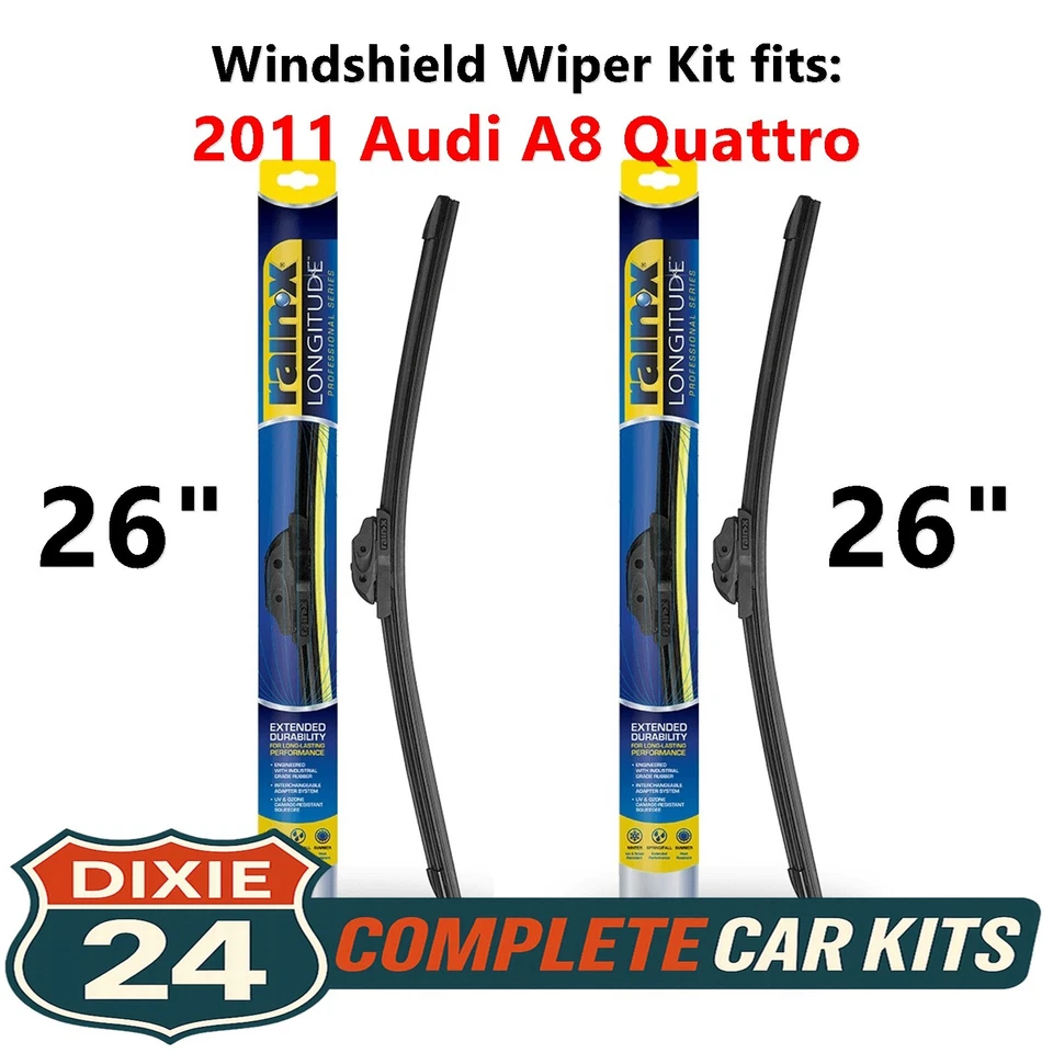 Rain-X Longitude Windshield Wiper Kit fits: 2011 Audi A8 Quattro (26" & 26") Foto 1 de 4