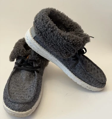 Zapatos para mujer Hey Dude Wendy punto plegable acogedores negros sin cordones talla 7 usados en excelente estado Foto 1 de 4