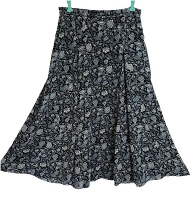 Винтажная шелковая макси-юбка с цветочным узором инди богемное фея гранж коттедж романтическое настроение 8 - Изображение 1 из 4