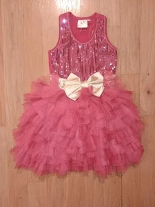 ooh la la couture pink sequin tutu dress silver bow size 6 never worn - Picture 1 of 6