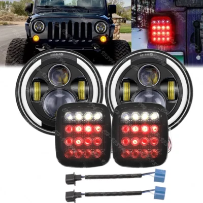 7-дюймовые круглые светодиодные фары + задние фонари для Jeep Wrangler TJ 1997-2006 - Изображение 1 из 4