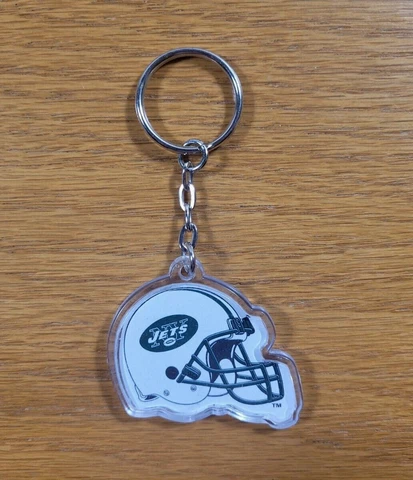 NEW YORK JETS Clear Plastic Helmet Logo NFL Football Key Ring Key Chain Cover
