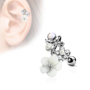 Helix Tragus Piercing Blume Schmetterling Perle Opalit 1,2 x 6 mm Ohrpiercing - Bild 1 von 1