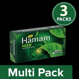 Hamam Neem, Tulsi & Aloe Vera Ayurvedic Soap Bar - Pack of 3 -Free Ship - Picture 1 of 16
