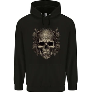 A Gothic Skull With Roses Childrens Kids Hoodie - Picture 1 of 3