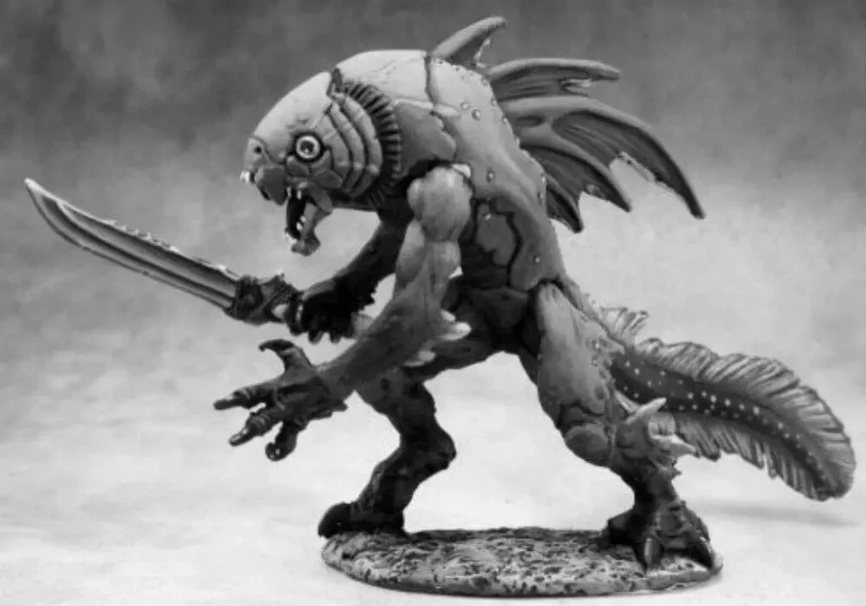 1x CHAPION TIIK - BONES REAPER figurine miniature d&d rpg fishman warrior 77187