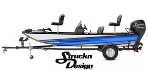 Kit Decalcomania Grafica Vinile Bianco Grigio Blu Barca Pesca Pesce Strisce Astratte - Foto 1 di 1