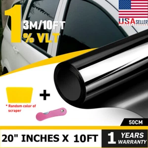 300CM 1% VLT Uncut Roll Window Tint Film 20" x 10ft Feet Car Home Office Glass - Picture 1 of 7