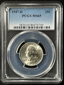 1947-D 25C Washington Quarter Dollar PCGS MS65 80476709 - Picture 1 of 2