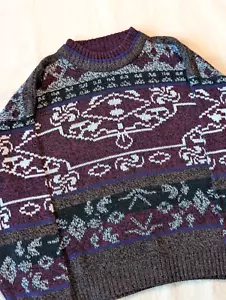 Maglione Michael Gerald vintage anni 90 uomo maglia astratta nonno classico boxy med - Foto 1 di 7