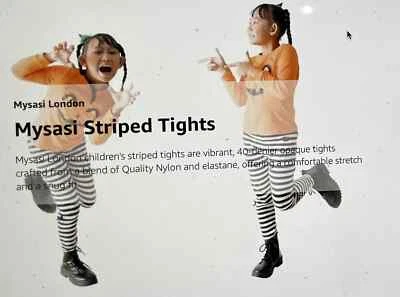 Girls  Stripe Tights- Kids Striped  -6-14 years- Various Colours - Image 1 of 4