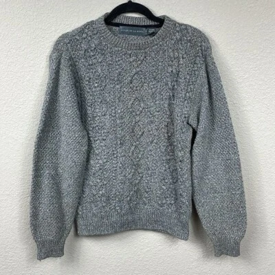 Suéter Pescador Tejido con Cable Oscar de la Renta Gris Grueso Textura Talla S Foto 1 de 4