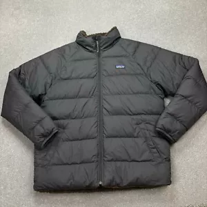 Patagonia Jacket Adult Large Black Reversible Silent Down Fleece Lined Coat Men - Picture 1 of 18