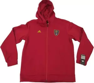New Real Salt Lake Mens Sizes XL-2XL Red Adidas Climawarm Hoodie Full Zip Jacket - Picture 1 of 7