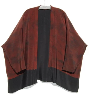 NEW Eskandar BRICK and BLACK OMBRE Heavy Weight Silk 34" Long Jacket One Size - Picture 1 of 5