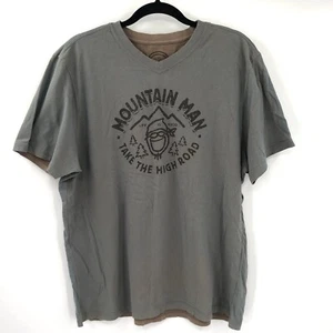 LIFE IS GOOD Mountain Man Tshirt V Neck Men L Large 100% Cotton Shirt Outdoor - Picture 1 of 7