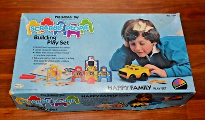 Vtg Scrabble People Building Play Set Happy Family 1984 Preschool Toy Complete - Image 1 of 3