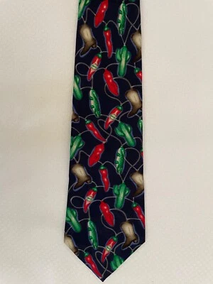 Tabasco Hot Sauce Christmas Lights Garland on String Silk Necktie - Image 1 of 3