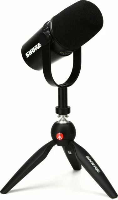 Shure MV7 USB Microphone with Manfrotto Pixi Mini Tripod Set - (MV7-K-BNDL)