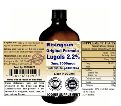 Solución original de yodo al 2 % de Lugols*3 mg*20000 porciones (litro) *orgánica*no transgénica Foto 1 de 4