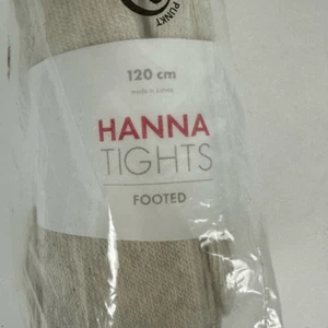 Hanna Andersson Girls Oat Heather Footed Tights size 120 / 6 NEW - Picture 1 of 3