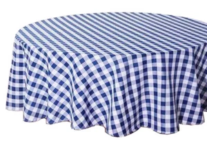 Mantel redondo Tektrum 60" impermeable/sin arrugas - azul/blanco verificador - Imagen 1 de 6
