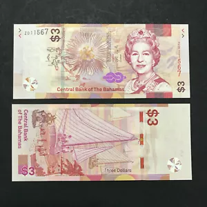 Bahamas 3 Dollar (2019) P78r ERSATZ Z Präfix QEII - UNC - Bild 1 von 1