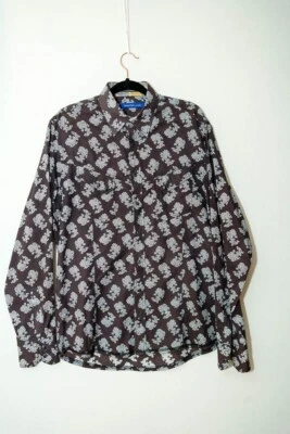 Georg Roth mens brown paisley button down shirt cotton M/L *flaw - Image 1 of 4