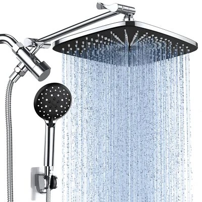 12 Inch High Pressure Rain Shower Head Combo with Extension Arm- Wide Rainfal... - Image 1 of 4