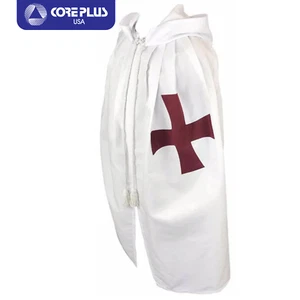 Knights Templar Official White Mantle - Maroon Cross & Hood English Regulation - Picture 1 of 5
