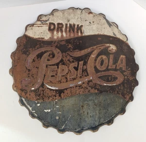 Vintage 1959 Drink Pepsi-Cola Embossed Bottle Cap Sign 18" - Picture 1 of 6