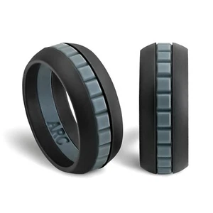 Mens Silicone Wedding Ring Band - ArcRings - (Black) - Size 8 - Picture 1 of 8