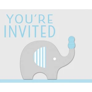 Little Peanut Boy 8 Invitations Blue Elephant Baby Shower - Picture 1 of 1